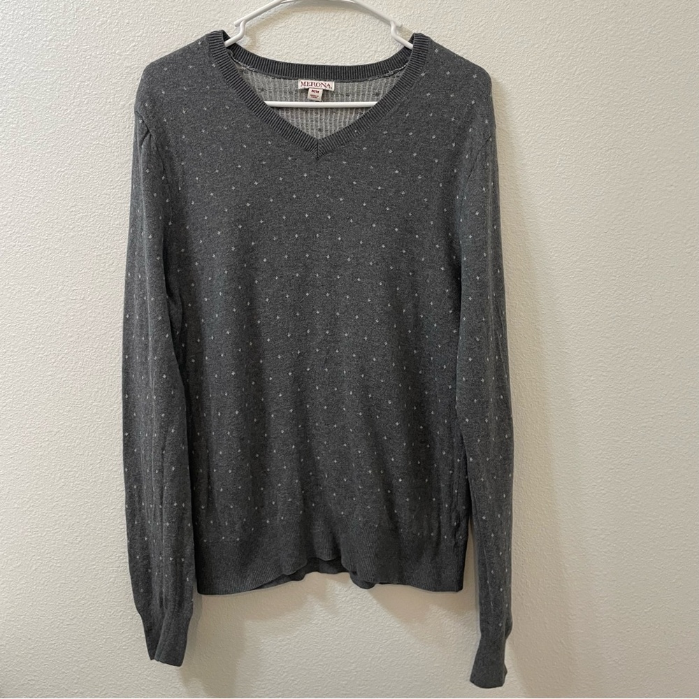 Merona polka dot sweater gray medium